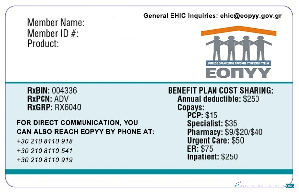 Download Greece health insurance card Photoshop template